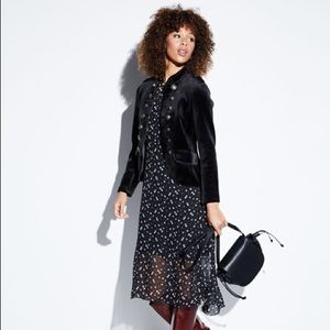 Lust + Wander Black Sheer Floral Midi Dress